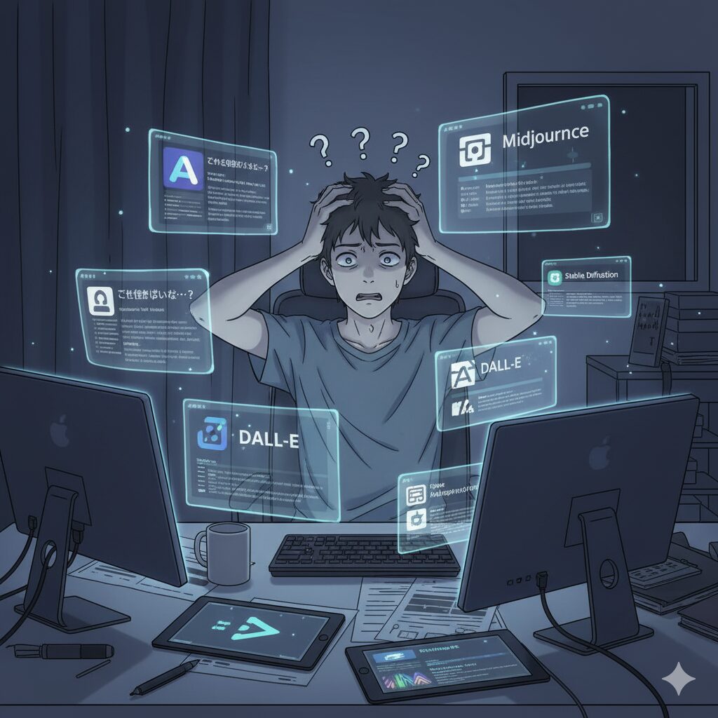 AIというものが分からずに、何をすればいいのか混乱している男性