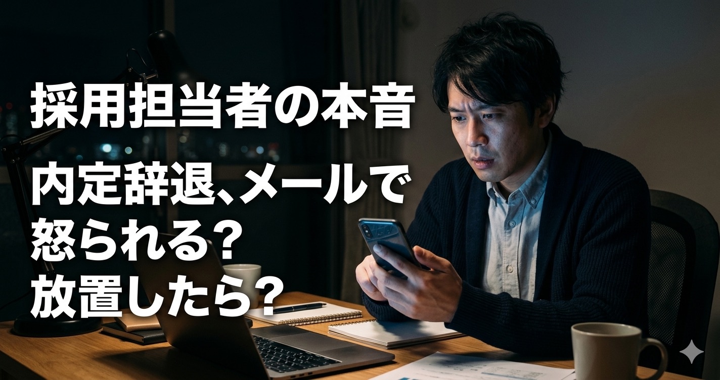 夜遅くにスマートフォンを前に内定辞退の連絡を迷っている様子