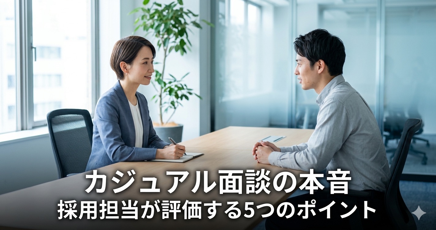 カジュアル面談でメモを取りながら候補者を評価している採用担当のイメージ